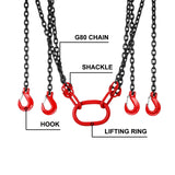 VEVOR Lifting Chain Sling Lifts 5 Tonne 1.5M 3M 4M X 5/16 Inch Heavy Duty With 4 Legs Grade Hooks and Adjuster G80 Alloy Steel