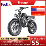 Freego Electric Bike Second generation F3 pro max 2000 watt fat tire adult ebike 48V55Ah Batter Off-Road electric Motorcycle