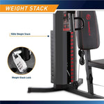 Dual Functioning Body Fitness Workout 150 Pound Stack Home Gym System with Adjustable Preacher Curler Pad and Overhead