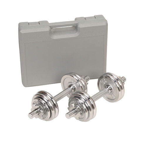 33lb Chrome Dumbbell Set With Carry Case