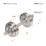 33lb Chrome Dumbbell Set With Carry Case